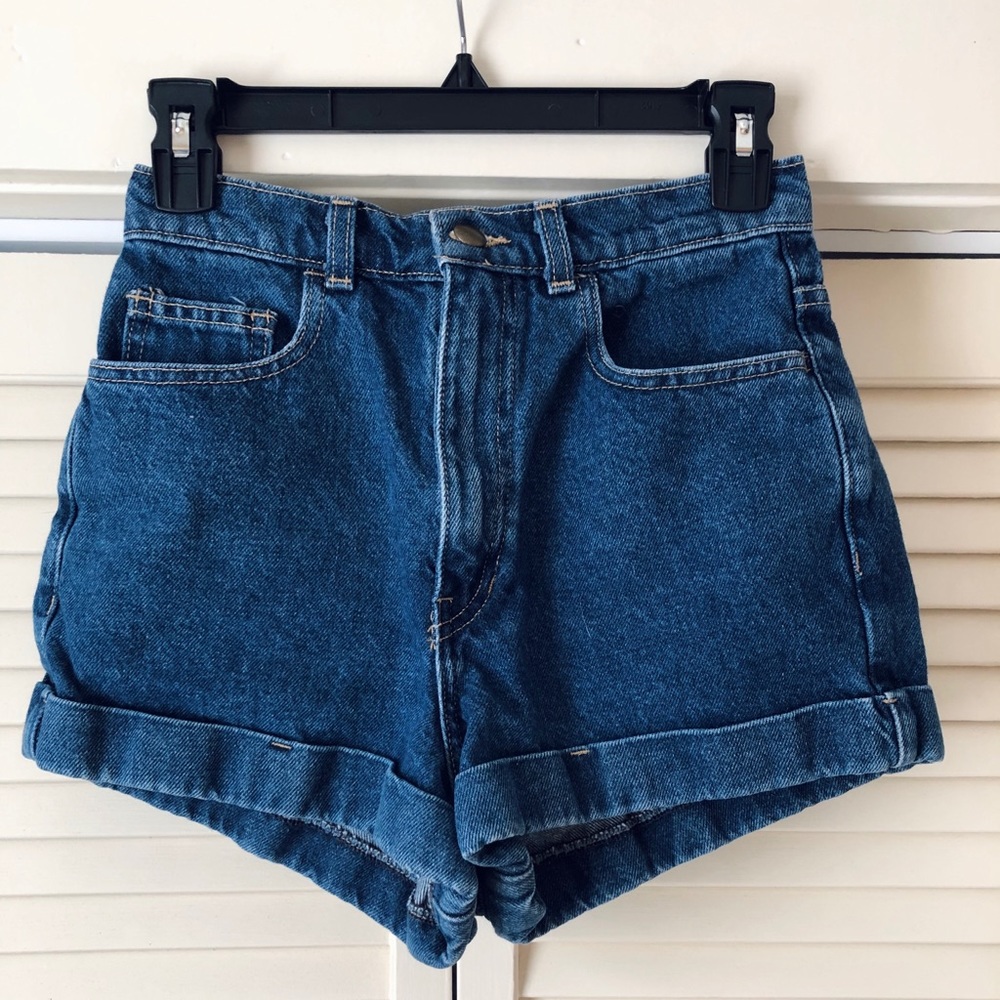 American Apparel High Waisted Blue Jean Shorts
